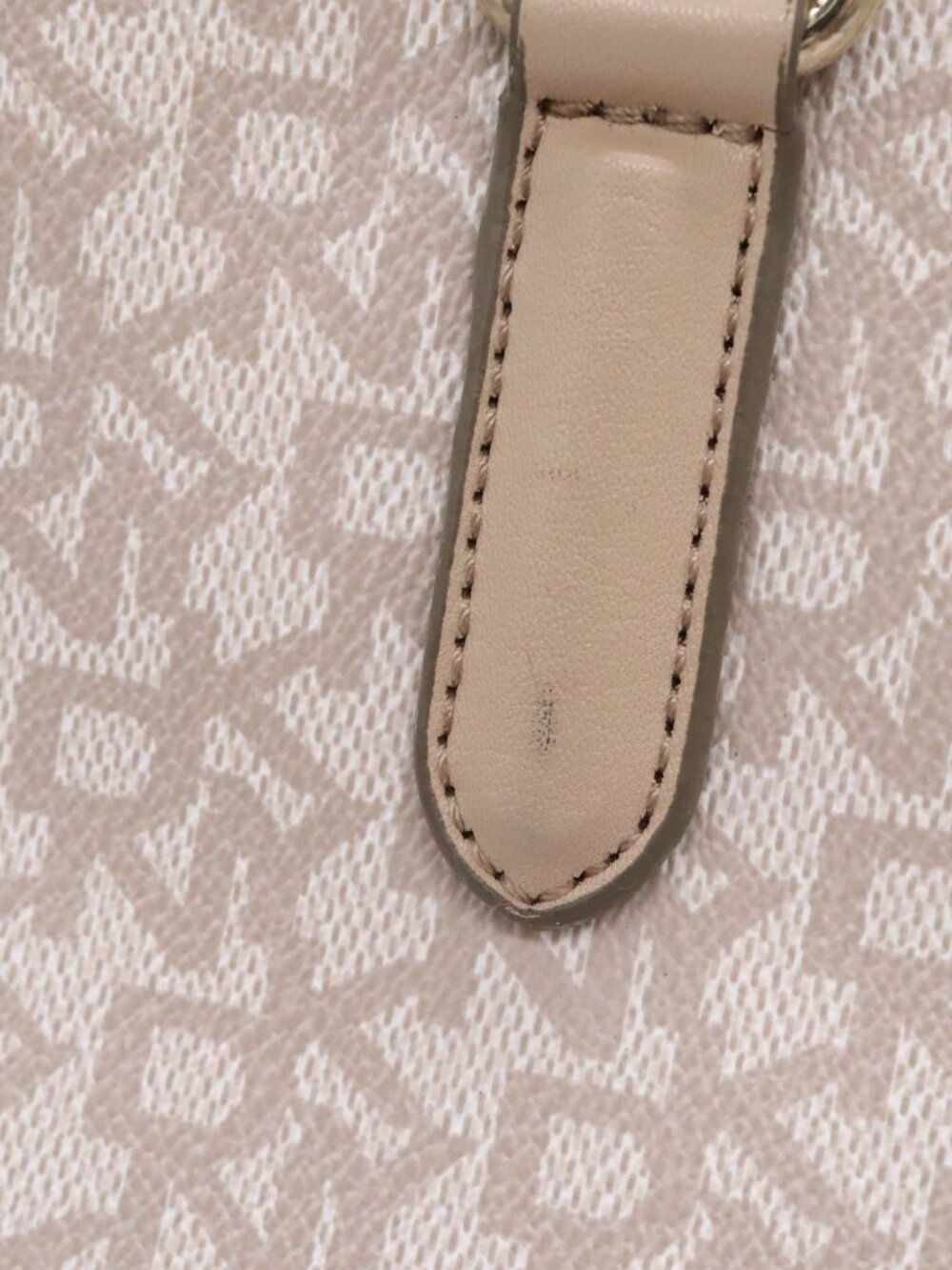 DKNY Tan / Cream Monogram Logo Satchel Tote Gold Hardware Shoulder Bag - Picture 8 of 16